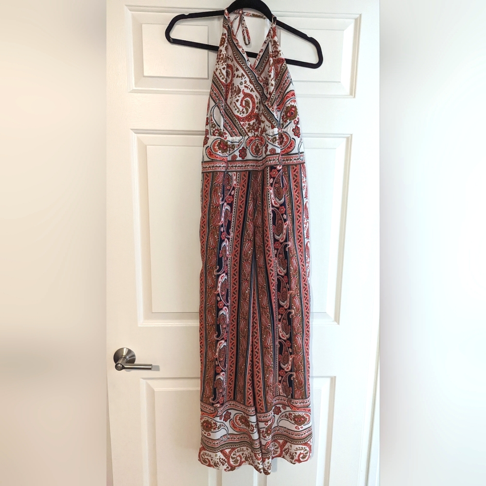 Pink striped and paisley jumpsuit